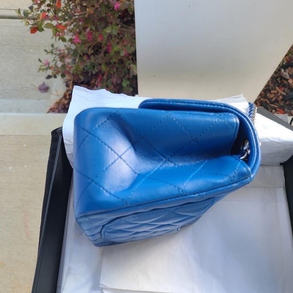 Chanel 22 Series Blue Lambskin Mini Crossbody Square w Silver FULL SET - Picture 6 of 9